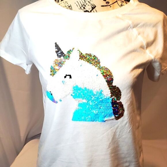Cat and Jack Big Girls Unicorn Short Sleeve Tee - Picture 1 of 3